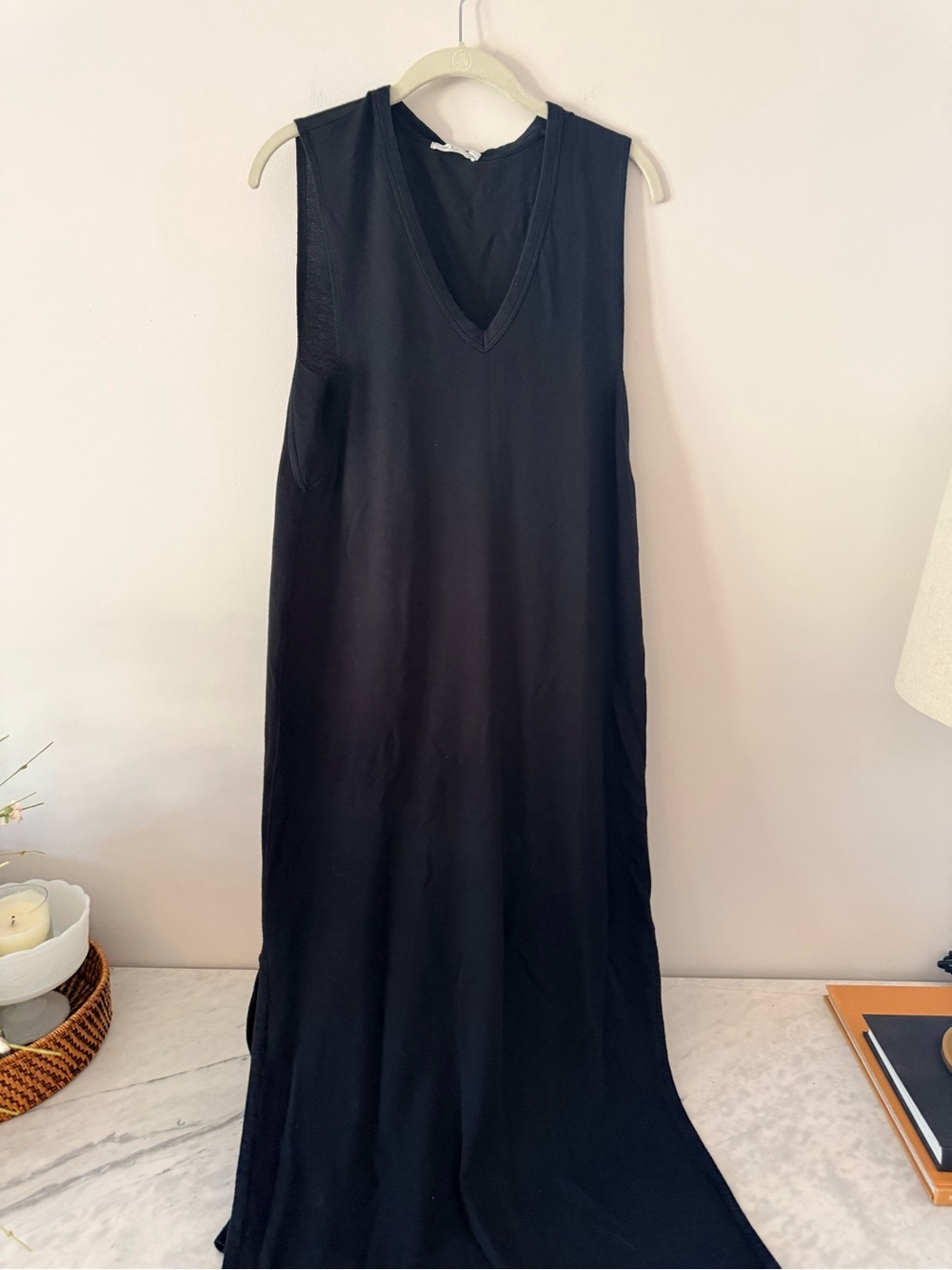 Rag & Bone Black V-Neck Sleeveless Maxi Dress